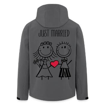 Juste marié mariée et le marié - mariage - cadeau - Veste softshell homme en polyester recyclé Stanley/Stella - charbon - Dos - AI Model Male 185 light (185cm)