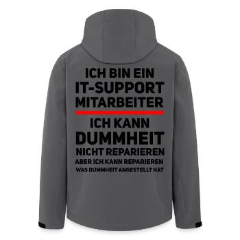 Humour du support informatique – Je ne peux pas réparer la stupidité - Veste softshell homme en polyester recyclé Stanley/Stella - charbon - Dos - AI Model Male 185 light (185cm)