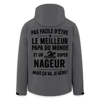Natation – Super Papa Nageur - Veste softshell homme en polyester recyclé Stanley/Stella - charbon - Dos - AI Model Male 185 light (185cm)