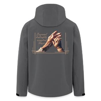 Une vieille main guide, une jeune main fait confiance - Veste softshell homme en polyester recyclé Stanley/Stella - charbon - Dos - AI Model Male 185 light (185cm)