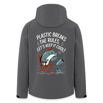 Plastik im Meer mit Delphin - Recycelte Männer Softshell-Jacke von Stanley/Stella - Anthrazit - Hinten - AI Model Male 185 light (185cm)