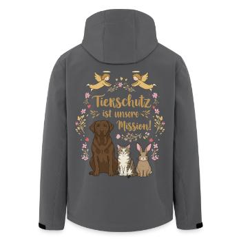 Tierschutz ist unsere Mission - Recycelte Männer Softshell-Jacke von Stanley/Stella - Anthrazit - Hinten - AI Model Male 185 light (185cm)