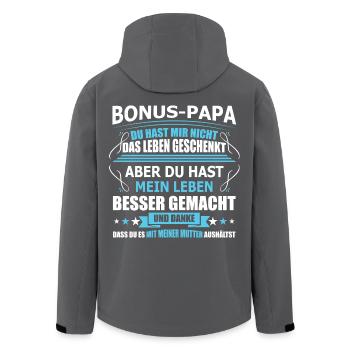 Bonus-papa Spruch Für Schwiegerväter Vatertag - Recycelte Männer Softshell-Jacke von Stanley/Stella - Anthrazit - Hinten - AI Model Male 185 light (185cm)