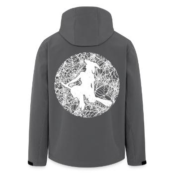 Spooky Spinnennetz Hexerei Besen Halloween - Recycelte Männer Softshell-Jacke von Stanley/Stella - Anthrazit - Hinten - AI Model Male 185 light (185cm)