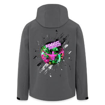 "Bewusst_Mensch25" by Acryl Galerie - Recycelte Männer Softshell-Jacke von Stanley/Stella - Anthrazit - Hinten - AI Model Male 185 light (185cm)