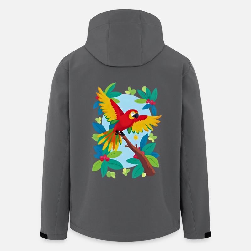 Bunter tropischer Papagei - Recycelte Männer Softshell-Jacke von Stanley/Stella - Anthrazit