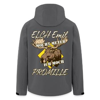 Elch Emil Outfit lustiger Spruch-Elch Österreich - Recycelte Männer Softshell-Jacke von Stanley/Stella - Anthrazit - Hinten - AI Model Male 185 light (185cm)