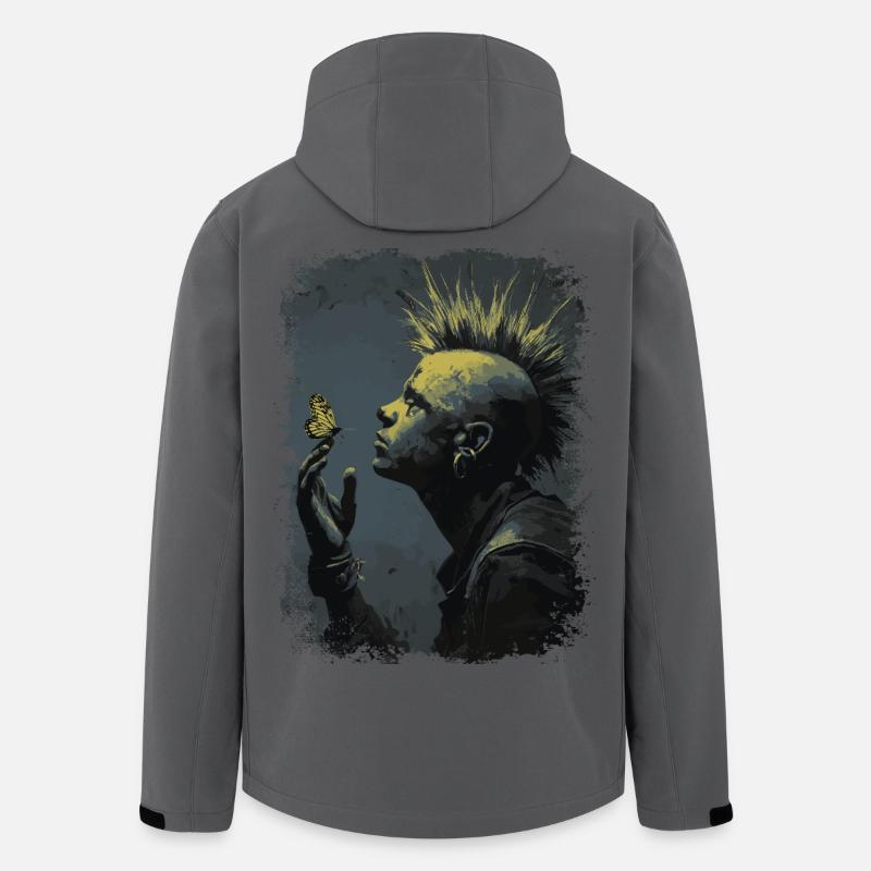 Punkrocker beobachtet Schmetterling - Recycelte Männer Softshell-Jacke von Stanley/Stella - Anthrazit