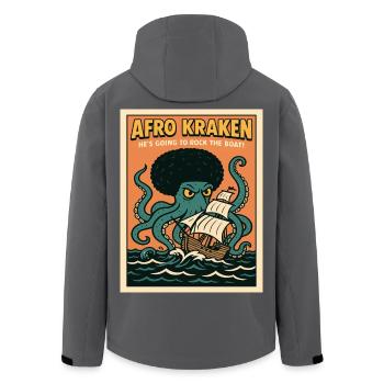 Afro Kraken en haute mer avec un voilier - Veste softshell homme en polyester recyclé Stanley/Stella - charbon - Dos - AI Model Male 185 light (185cm)