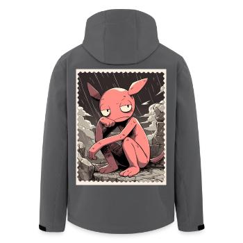 Pink Creature in the Rain - Men’s Recycled Softshell Jacket by Stanley/Stella - anthracite - Back - AI Model Male 185 light (185cm)