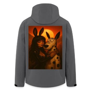 Mondnacht mit Bunny Frau und Cartoon Hund - Recycelte Männer Softshell-Jacke von Stanley/Stella - Anthrazit - Hinten - AI Model Male 185 light (185cm)