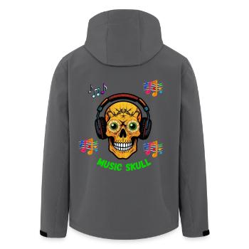 Music skull t-shirt design. - Men’s Recycled Softshell Jacket by Stanley/Stella - anthracite - Back - AI Model Male 185 light (185cm)