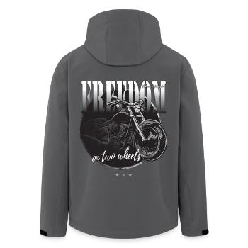 Freiheit auf zwei Rädern Motorrad Kreide Zeichnung - Recycelte Männer Softshell-Jacke von Stanley/Stella - Anthrazit - Hinten - AI Model Male 185 light (185cm)