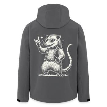 Lustiges Rock Musik Konzert Opossum Retro Stil - Recycelte Männer Softshell-Jacke von Stanley/Stella - Anthrazit - Hinten - AI Model Male 185 light (185cm)