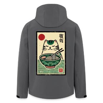 Kawaii Retro Katze Mit Ramen Nudeln Japan Ukiyo-E - Recycelte Männer Softshell-Jacke von Stanley/Stella - Anthrazit - Hinten - AI Model Male 185 light (185cm)