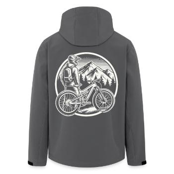 Abenteuerlust Fahrrad Berge Natur Fans - Recycelte Männer Softshell-Jacke von Stanley/Stella - Anthrazit - Hinten - AI Model Male 185 light (185cm)