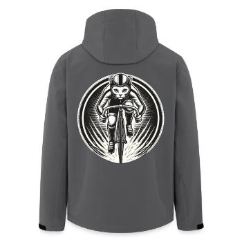 Sportliche Katze auf Fahrrad für Rennradfans - Recycelte Männer Softshell-Jacke von Stanley/Stella - Anthrazit - Hinten - AI Model Male 185 light (185cm)