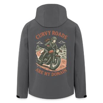 Curvy Roads Are My Domain Motorrad Biker - Recycelte Männer Softshell-Jacke von Stanley/Stella - Anthrazit - Hinten - AI Model Male 185 light (185cm)