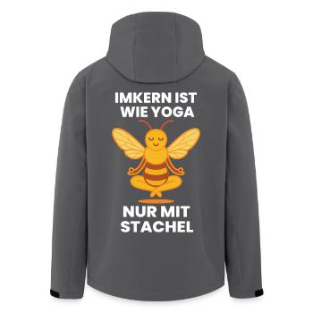 Bienen Imker Yoga Nur Mit Stachel lustiger Spruch - Recycelte Männer Softshell-Jacke von Stanley/Stella - Anthrazit - Hinten - AI Model Male 185 light (185cm)