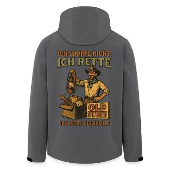Ich Shoppe Nicht Ich Rette Old Stuff Geschichte - Recycelte Männer Softshell-Jacke von Stanley/Stella - Anthrazit - Hinten - AI Model Male 185 light (185cm)
