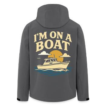 Ich Bin Auf Einem Boot Lustiger Spruch Kapitän - Recycelte Männer Softshell-Jacke von Stanley/Stella - Anthrazit - Hinten - AI Model Male 185 light (185cm)