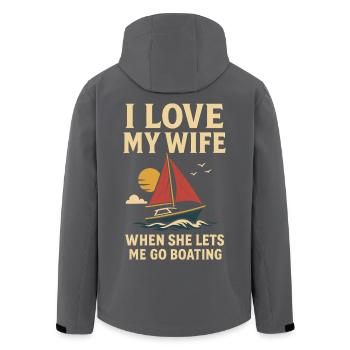 Ich Liebe Meine Frau Bootsführer Lustiger Spruch - Recycelte Männer Softshell-Jacke von Stanley/Stella - Anthrazit - Hinten - AI Model Male 185 light (185cm)