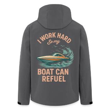 Ich Arbeite Hart Damit Mein Boot tanken kann Humor - Recycelte Männer Softshell-Jacke von Stanley/Stella - Anthrazit - Hinten - AI Model Male 185 light (185cm)
