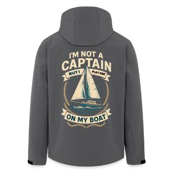 Lustiger Spruch Kapitän Boot Nautisch Segeln - Recycelte Männer Softshell-Jacke von Stanley/Stella - Anthrazit - Hinten - AI Model Male 185 light (185cm)