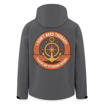 Lustiger Spruch Schiff-boot-kapitän Therapie - Recycelte Männer Softshell-Jacke von Stanley/Stella - Anthrazit - Hinten - AI Model Male 185 light (185cm)