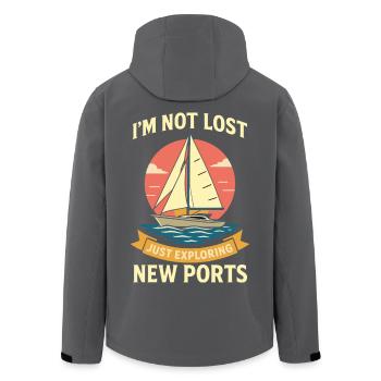 Lustiger Spruch Captain Not Lost Just Exploring - Recycelte Männer Softshell-Jacke von Stanley/Stella - Anthrazit - Hinten - AI Model Male 185 light (185cm)