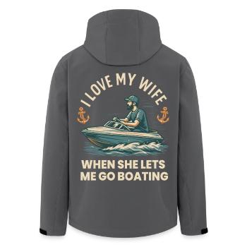 Ich Liebe Meine Frau Boot Spruch Kapitän - Recycelte Männer Softshell-Jacke von Stanley/Stella - Anthrazit - Hinten - AI Model Male 185 light (185cm)