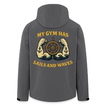 Mein Fitnessstudio Hat Segel Und Wellen Kapitän - Recycelte Männer Softshell-Jacke von Stanley/Stella - Anthrazit - Hinten - AI Model Male 185 light (185cm)