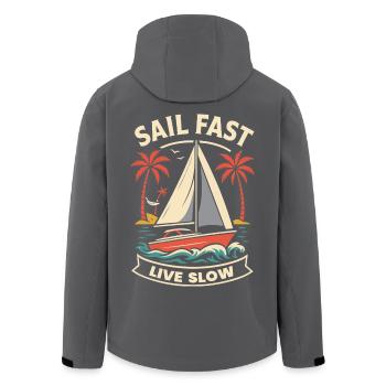Sail Fast Live Slow Captain Boat Nautischer Spruch - Recycelte Männer Softshell-Jacke von Stanley/Stella - Anthrazit - Hinten - AI Model Male 185 light (185cm)