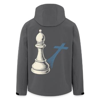 Schachspieler Bauer Design Schattenkreuz - Recycelte Männer Softshell-Jacke von Stanley/Stella - Anthrazit - Hinten - AI Model Male 185 light (185cm)