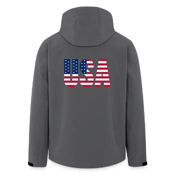 USA Amerika Amerikaner - Recycelte Männer Softshell-Jacke von Stanley/Stella - Anthrazit - Hinten - AI Model Male 185 light (185cm)