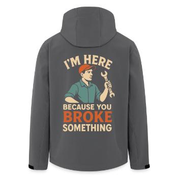 Ich Bin Hier Weil Du Etwas Kaputt Gemacht Hast - Recycelte Männer Softshell-Jacke von Stanley/Stella - Anthrazit - Hinten - AI Model Male 185 light (185cm)