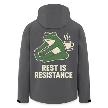 Ruhe Ist Widerstand Achtsamkeit Affirmation - Recycelte Männer Softshell-Jacke von Stanley/Stella - Anthrazit - Hinten - AI Model Male 185 light (185cm)