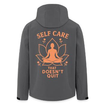 Selbstfürsorge Achtsamkeit und Meditation - Recycelte Männer Softshell-Jacke von Stanley/Stella - Anthrazit - Hinten - AI Model Male 185 light (185cm)
