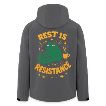 Ruhe Ist Widerstand Achtsamkeit Affirmation - Recycelte Männer Softshell-Jacke von Stanley/Stella - Anthrazit - Hinten - AI Model Male 185 light (185cm)