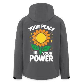 Affirmation Dein Frieden Ist Deine Kraft - Recycelte Männer Softshell-Jacke von Stanley/Stella - Anthrazit - Hinten - AI Model Male 185 light (185cm)