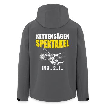 KETTENSÄGE / HOLZ - Recycelte Männer Softshell-Jacke von Stanley/Stella - Anthrazit - Hinten - AI Model Male 185 light (185cm)