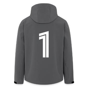 Trikotnummer 1 – Geschenk zum 1-jährigen Jubiläum - Recycelte Männer Softshell-Jacke von Stanley/Stella - Anthrazit - Hinten - AI Model Male 185 light (185cm)