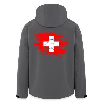Schweiz Flagge used - Recycelte Männer Softshell-Jacke von Stanley/Stella - Anthrazit - Hinten - AI Model Male 185 light (185cm)