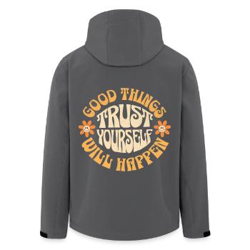 Good things will happen - Recycelte Männer Softshell-Jacke von Stanley/Stella - Anthrazit - Hinten - AI Model Male 185 light (185cm)