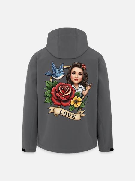 Romantisches Blumenporträt mit Vogel - Recycelte Männer Softshell-Jacke von Stanley/Stella - Anthrazit