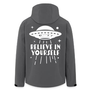 Glaub an dich selbst UFO - Recycelte Männer Softshell-Jacke von Stanley/Stella - Anthrazit - Hinten - AI Model Male 185 light (185cm)