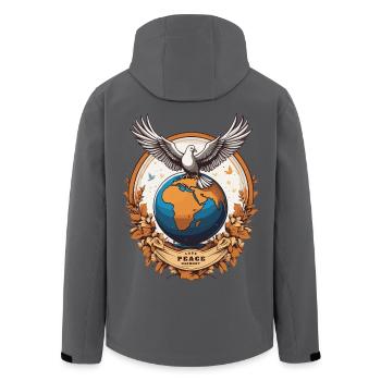 Weltfrieden auf der Erde - Recycelte Männer Softshell-Jacke von Stanley/Stella - Anthrazit - Hinten - AI Model Male 185 light (185cm)