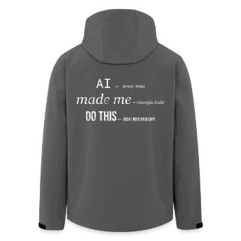 AI made me do this – Tech and Art Statement - Recycelte Männer Softshell-Jacke von Stanley/Stella - Anthrazit - Hinten - AI Model Male 185 light (185cm)