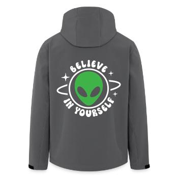 Glaube an dich selbst - Recycelte Männer Softshell-Jacke von Stanley/Stella - Anthrazit - Hinten - AI Model Male 185 light (185cm)