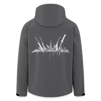 Messer Stadt - Recycelte Männer Softshell-Jacke von Stanley/Stella - Anthrazit - Hinten - AI Model Male 185 light (185cm)
